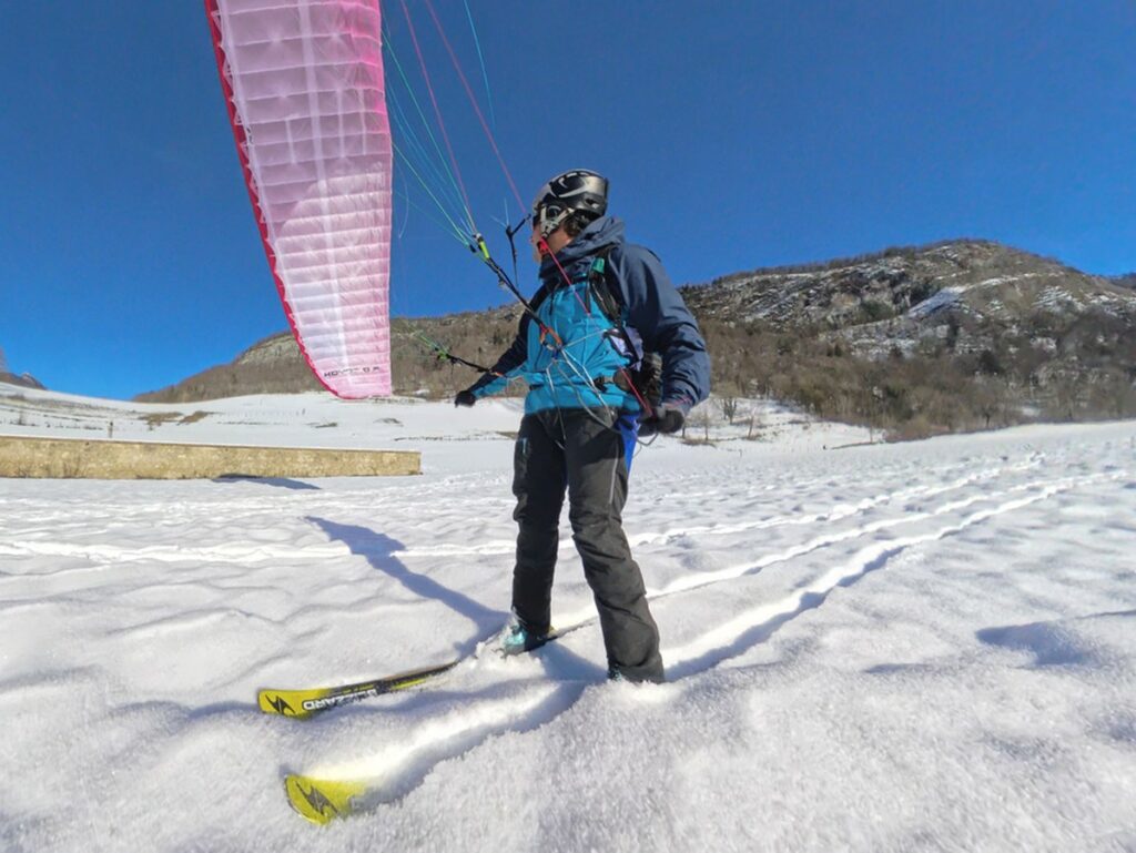 atterrissage parapente à ski