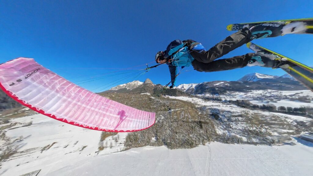 décoller à ski parapente wing